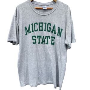 Michigan State Spartans NCAA college Vintage Y2K gray green shirt Size Large